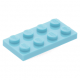LEGO lapos elem 2x4, közép azúrkék (3020)
